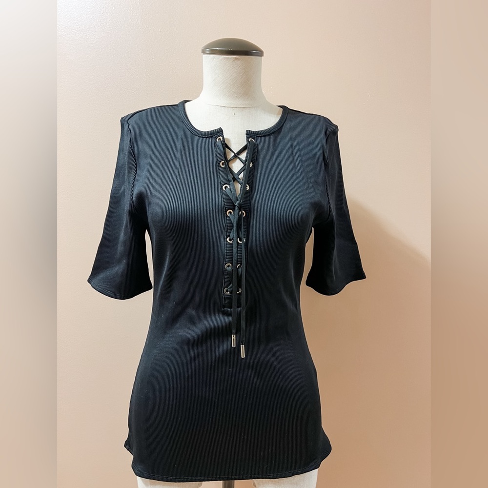 FORME Lace Up Top- White House Black Market